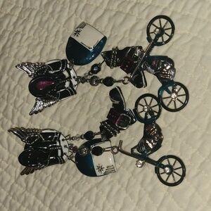 Lunch At The RITZ Motorcycle Themed Biker Earrings with Charms